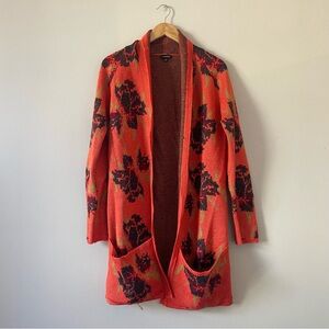 J. Peterman Monhegan Orange Floral Cardigan